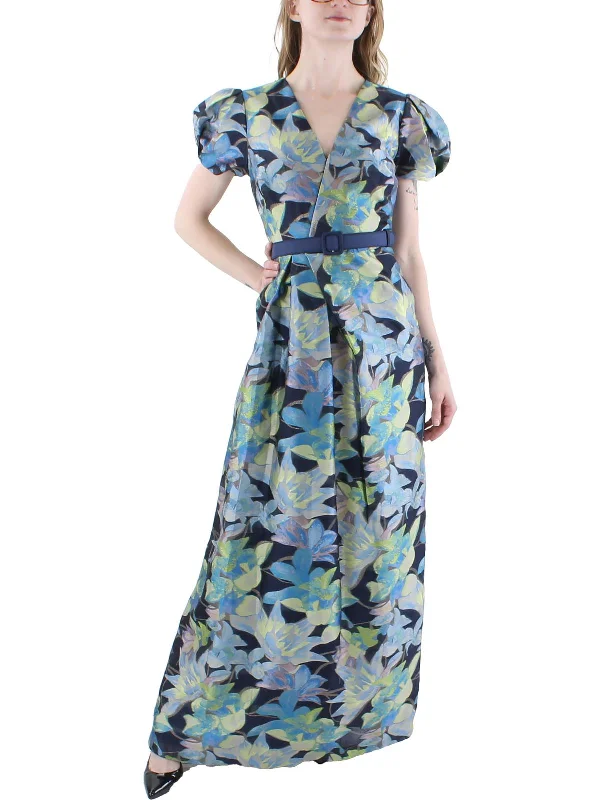 Womens Floral Pleated Evening Dress Bodycon Club Sequined