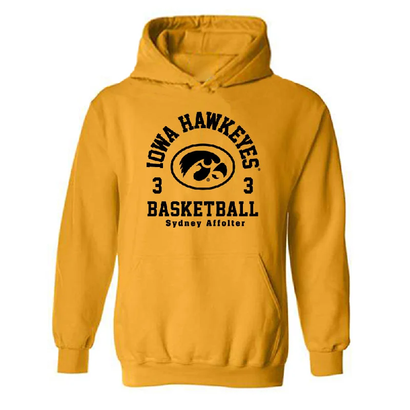 Iowa - NCAA Women's Basketball : Sydney Affolter - Classic Fashion Shersey Hooded Sweatshirt Hoodie with Metallic Shiny Futuristic Iowa - NCAA Women's Basketball : Sydney Affolter - Classic Fashion Shersey Hooded Sweatshirt Hoodie with Metallic Shiny Futuristic