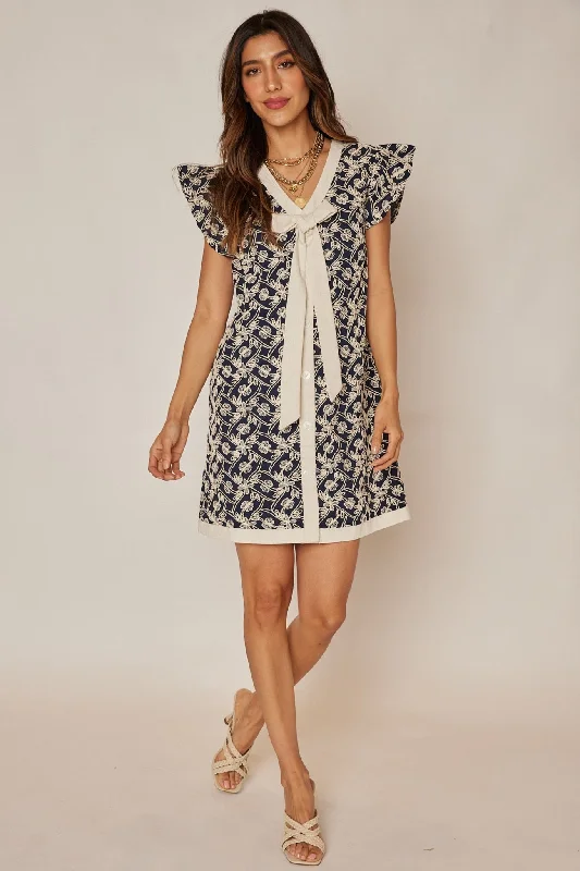 Ellery Ruffle Sleeve Ribbon Dress Halter Neckline Beach