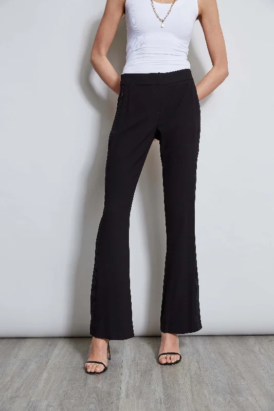 Lace Trim Fit & Flare Pant Cozy Fitted Pants