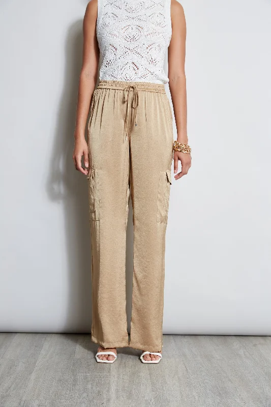 Relaxed Satin Cargo Pant Classic Cropped Pants