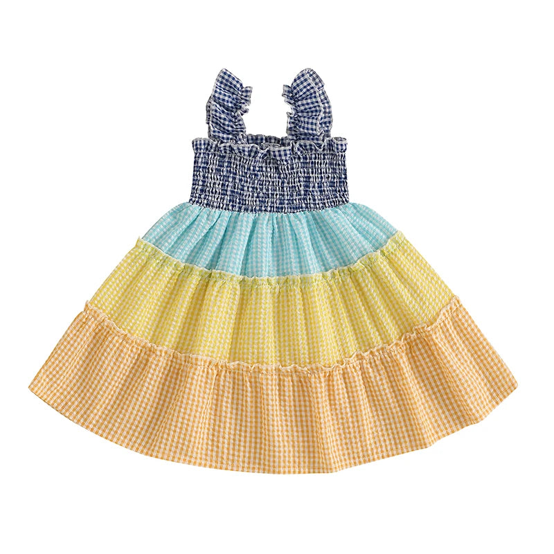 OSEA Smocked Plaid Dress Tunics Solid Classic