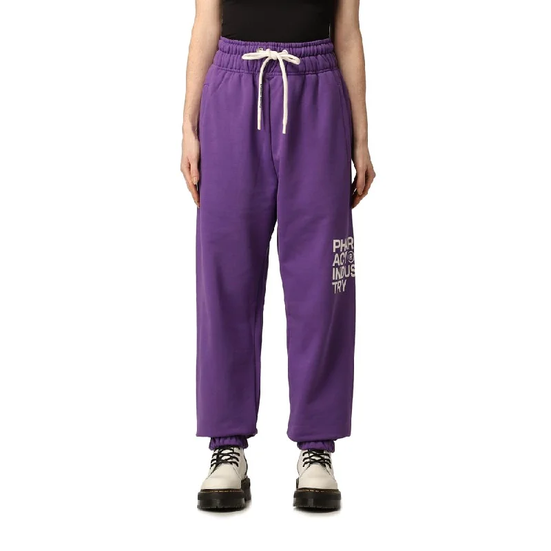 Purple Cotton Women Pant Casual Drawstring Pants