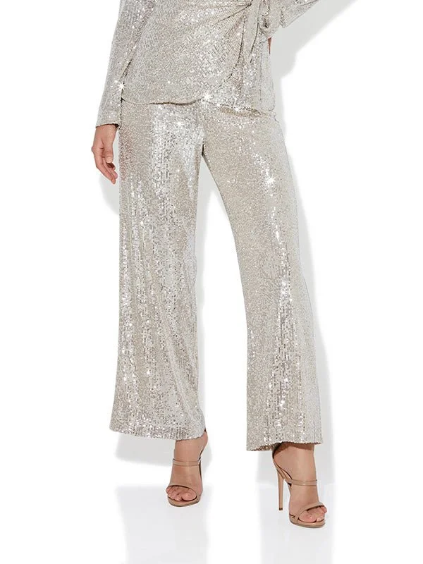Minxy Mink Sequin Pants Relaxed Fit Trousers
