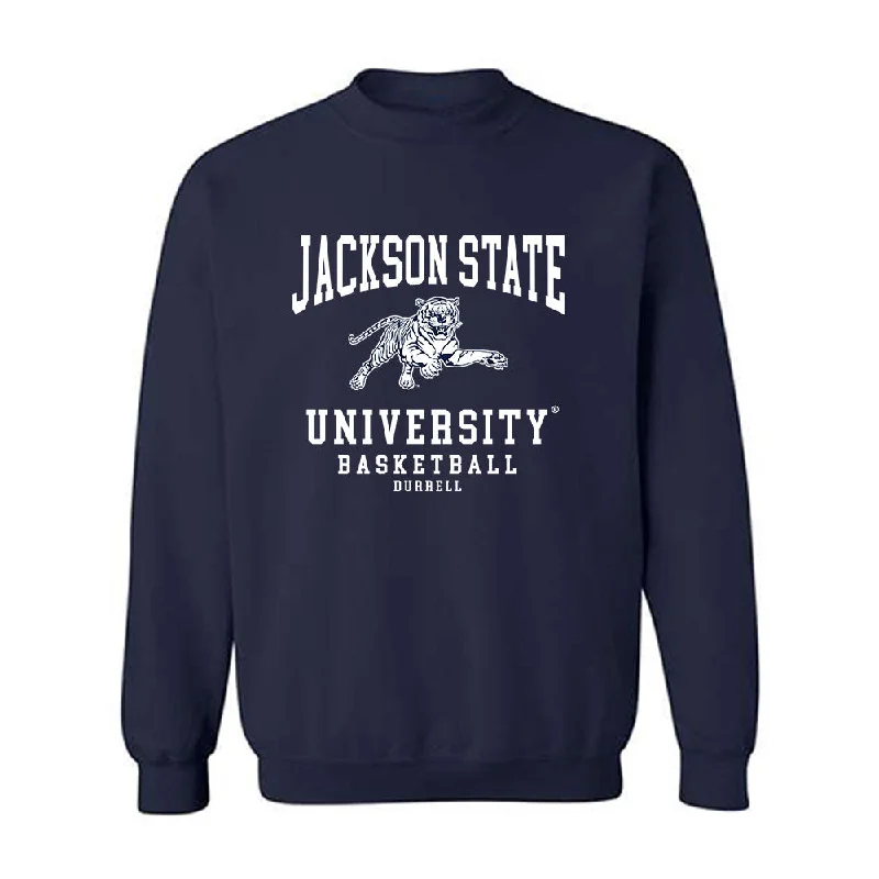 Jackson State - NCAA Women's Basketball : Arianna Durrell - Classic Shersey Crewneck Sweatshirt Hoodie with Hem Embroidery Detailed Premium Jackson State - NCAA Women's Basketball : Arianna Durrell - Classic Shersey Crewneck Sweatshirt Hoodie with Hem Embroidery Detailed Premium