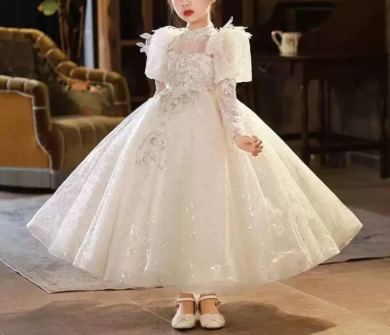 3/4 Sleeves A-Line/Princess Flower Girl Party Dress with Rhinestone Appliques & Bow Tunics Corduroy durable