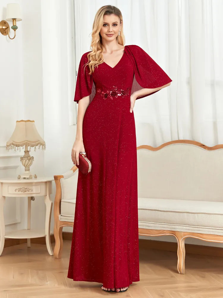 Elegant Red Shining V-neck Formal Evening Dress 2024 Women Short Sleeves Mermaid Wedding Party Dresses Long Gowns Tunics Canvas sturdy Elegant Red Shining V-neck Formal Evening Dress 2024 Women Short Sleeves Mermaid Wedding Party Dresses Long Gowns Tunics Canvas sturdy