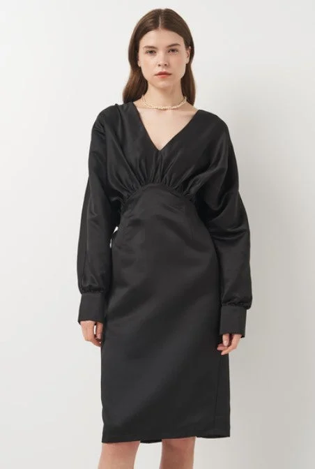 Gathered dull satin dress Tunics Office stylish