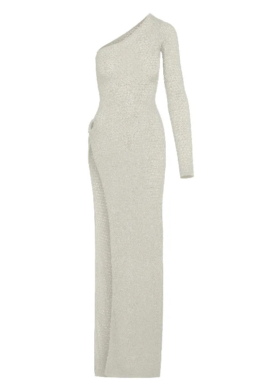 Palermo Dress - Ivory Lurex Lace Crochet Crew Neckline Sporty