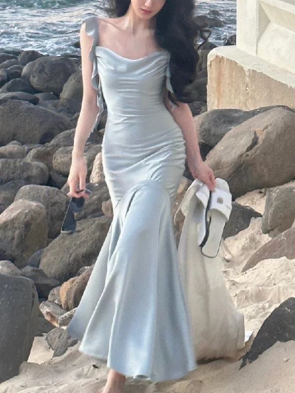 Summer Elegant Satin Strap Midi Dress Women Vintage Casual Even Party Dress Pure Color One Piece Dress Korean Fashion Chic Tunics Timeless classic Summer Elegant Satin Strap Midi Dress Women Vintage Casual Even Party Dress Pure Color One Piece Dress Korean Fashion Chic Tunics Timeless classic