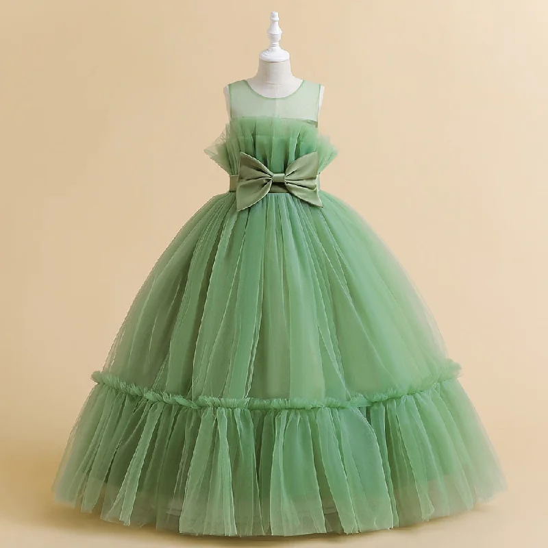A-Line/Princess Sleeveless Floor Length Flower Girl Party Dresses with Bow Lace Sexy Club A-Line/Princess Sleeveless Floor Length Flower Girl Party Dresses with Bow Lace Sexy Club
