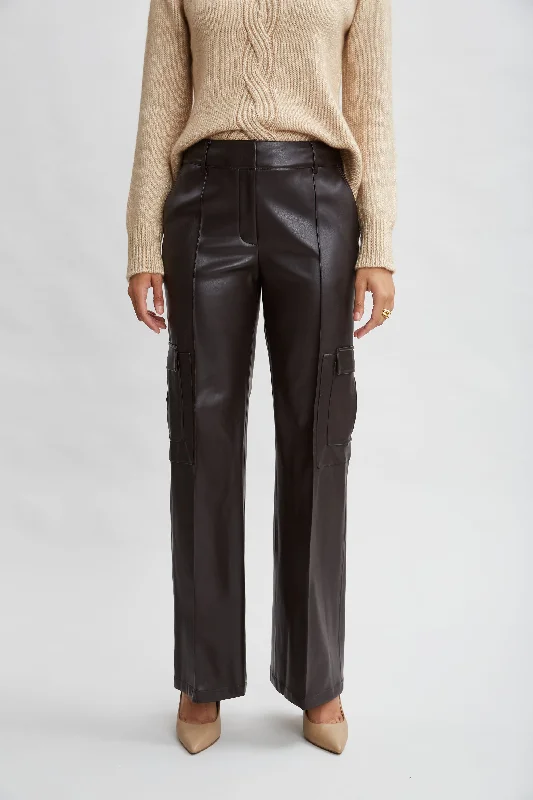Vegan Leather Cargo Pant Elegant Trouser Pants