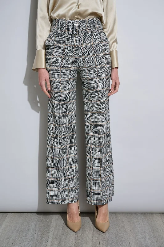 Plaid Belted Pant Trendy Tapered Pants