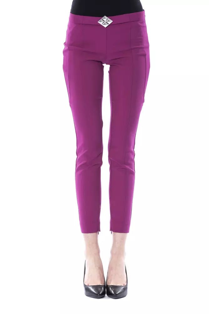 BYBLOS Purple Polyester Women Pants Lightweight Linen Pants
