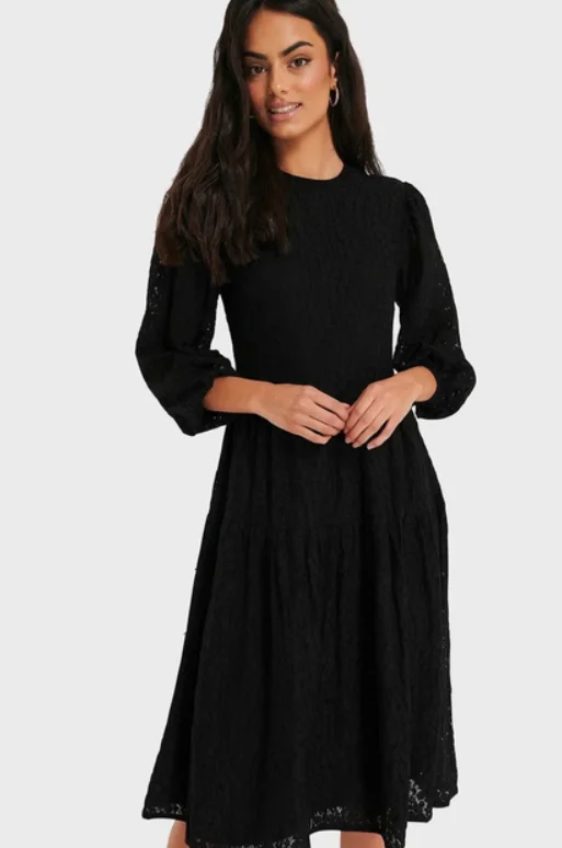 Lace Puff Sleeve Dress Tunics Trendy modern