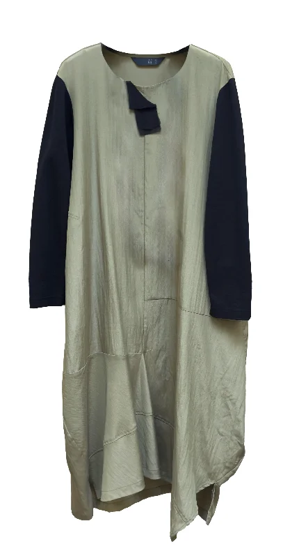 Moyuru Asymmetric Dress in Olive and Black Tunics Favorite customer