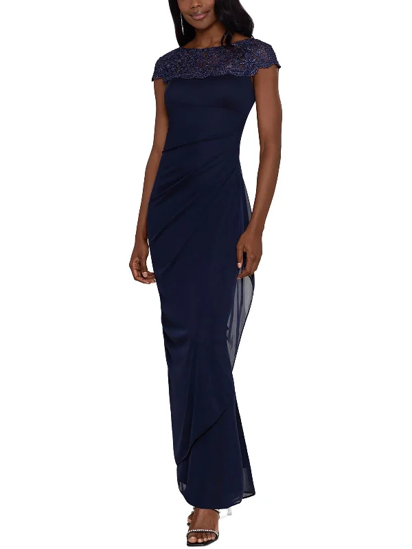 Womens Lace-Top Cap Sleeves Evening Dress Tunics Distressed trendy