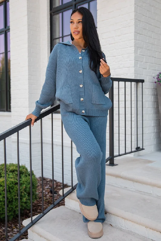 Colorado Trip Navy Wide Leg Pants FINAL SALE Fashionable Work Pants