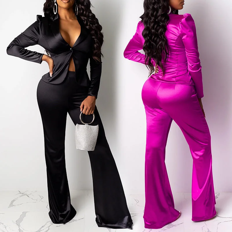 Women's Suit Wide Leg Pants Suit Trendy High-Waist Trousers