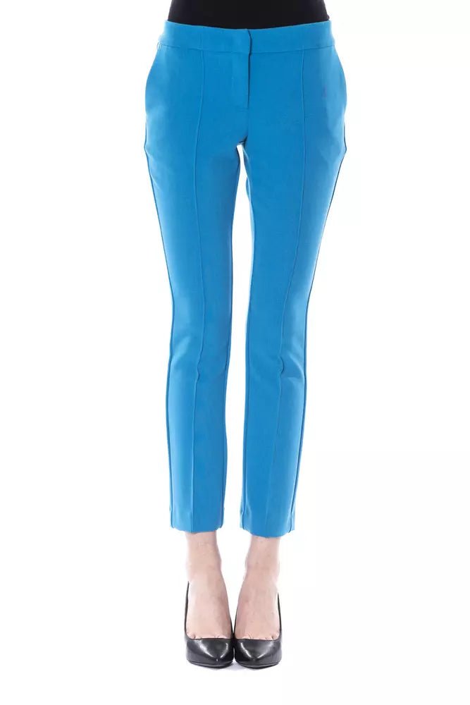 BYBLOS Light Blue Polyester Women Pants Sleek Black Pants