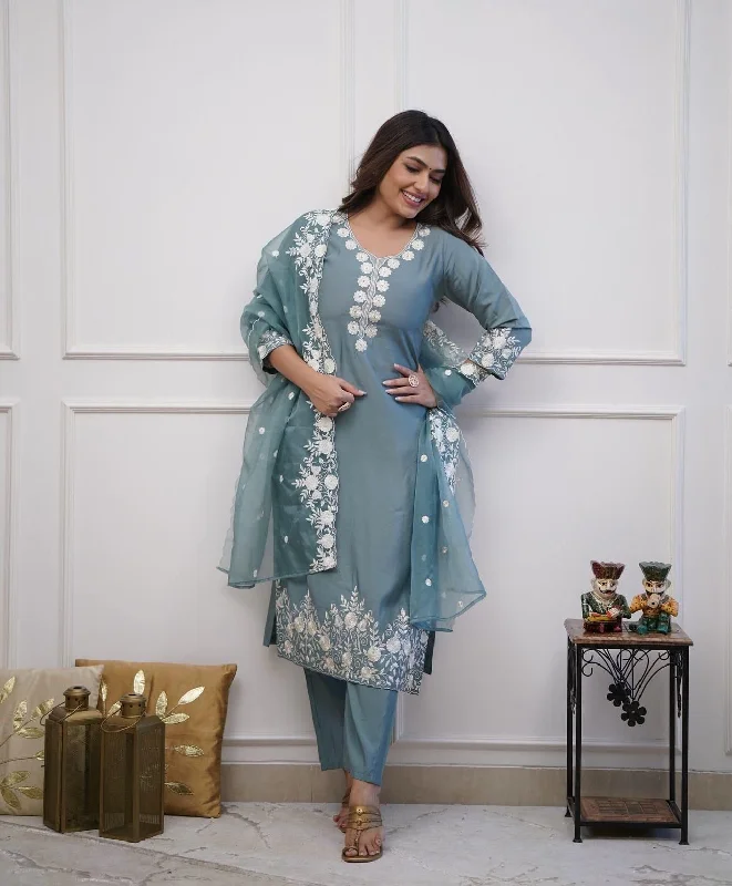 Featuring beautiful Roman silk Suit set which is beautifully decorated It is paired with matching colour pants(NFRD284) Soft Stretch Trousers Featuring beautiful Roman silk Suit set which is beautifully decorated It is paired with matching colour pants(NFRD284) Soft Stretch Trousers