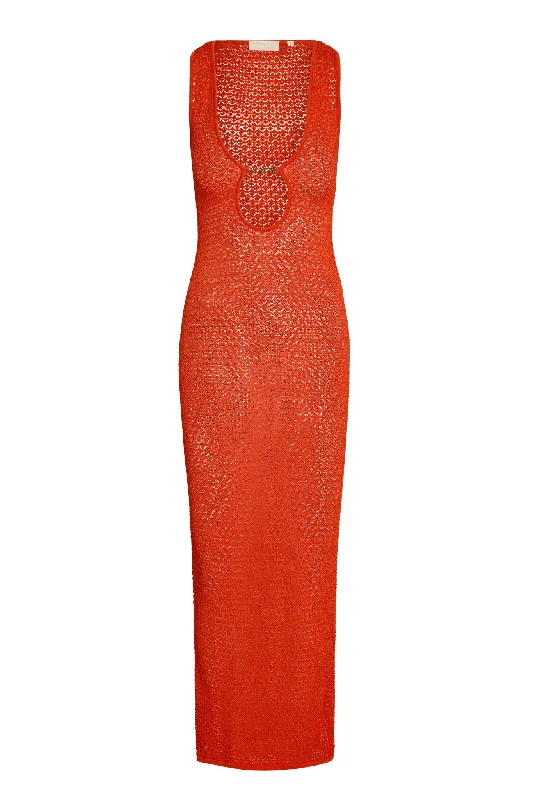Monte Carlo Dress - Papaya Lace Crochet Tunics Long Elegant