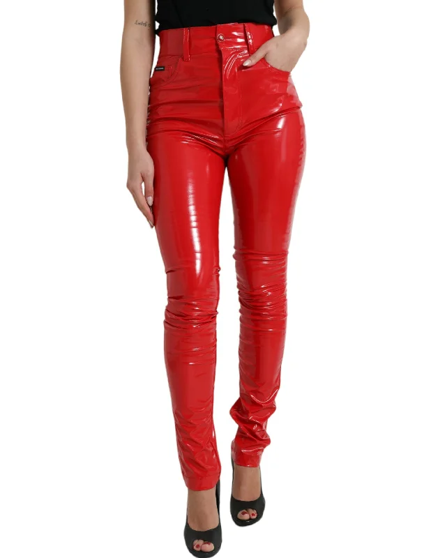 Dolce & Gabbana High Waist Red Skinny Pants - Sleek and Chic Casual Skinny Fit Pants Dolce & Gabbana High Waist Red Skinny Pants - Sleek and Chic Casual Skinny Fit Pants
