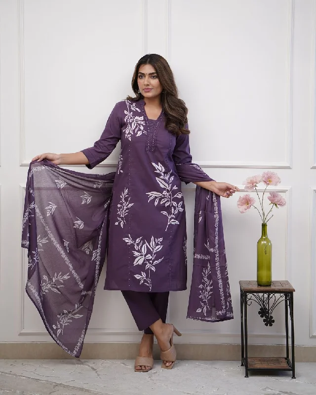 Beautiful pure cotton kurti pant dupatta set💗 Classic Bootcut Trousers