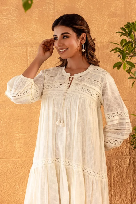 Cream Dobby Dress Tunics Mesh breathable