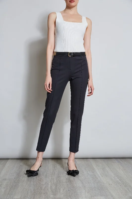 Slim Pintuck Pant Chic Black Leggings