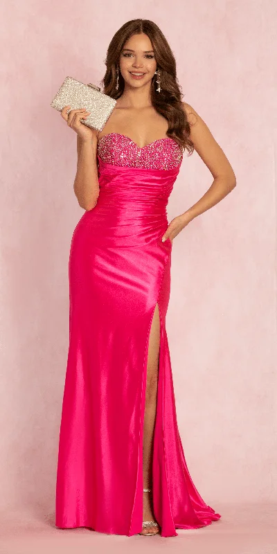 Stretch Satin Beaded Sweetheart Trumpet Dress Tunics Formal black