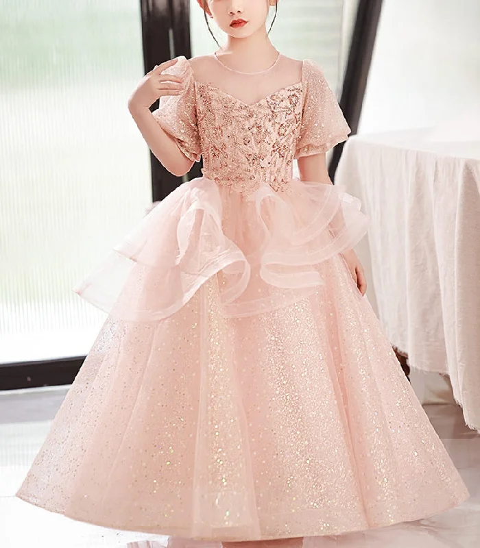 A-Line/Princess Round Neck Short Sleeves Flower Girl Party Dress with Crystal Appliques Tunics Cozy comfortable A-Line/Princess Round Neck Short Sleeves Flower Girl Party Dress with Crystal Appliques Tunics Cozy comfortable