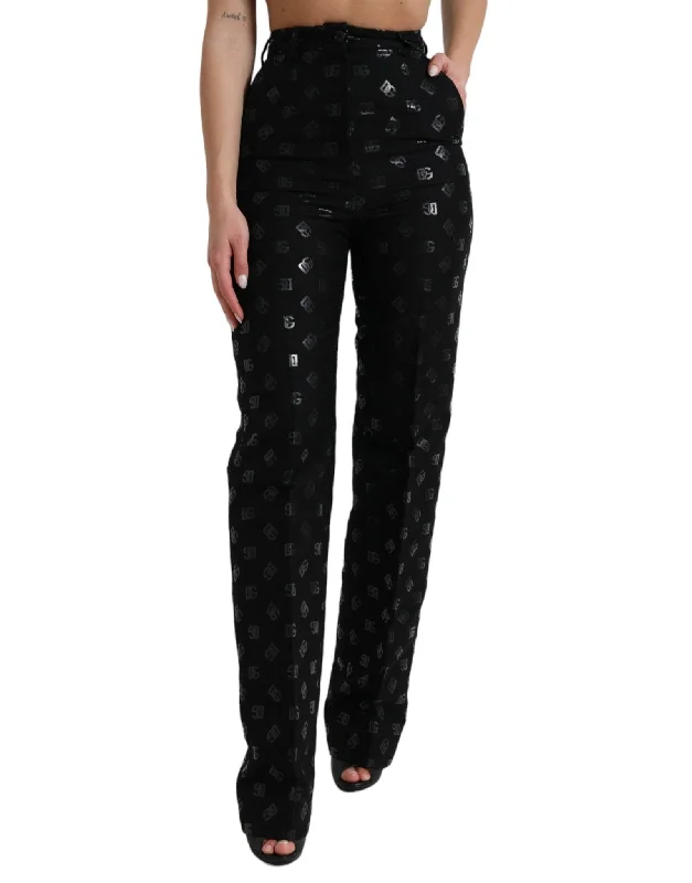 Dolce & Gabbana Chic High Waist Straight Pants with Logo Print Comfortable Denim Pants Dolce & Gabbana Chic High Waist Straight Pants with Logo Print Comfortable Denim Pants