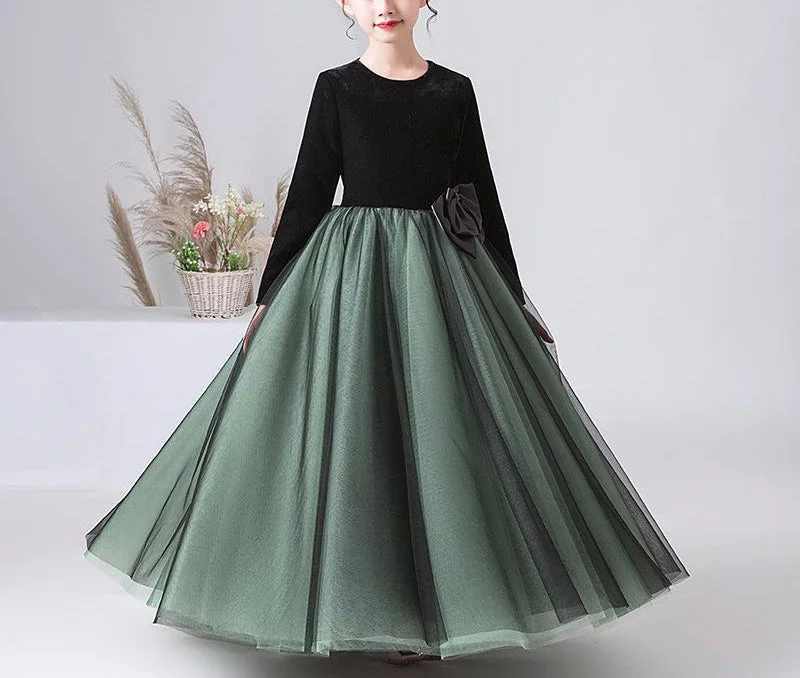 A-Line/Princess Round Neck Long Sleeves Girl Party Dresses with Bowknot Tunics Top rated A-Line/Princess Round Neck Long Sleeves Girl Party Dresses with Bowknot Tunics Top rated