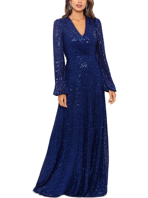 Womens Sequined Maxi Evening Dress Tunics Sophisticated sleek