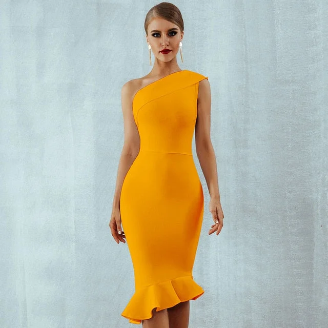 Summer Ladies Bandage One Shoulder Sleeveless Ruffles Nightclub Dress Celebrity Evening Party Dress Tunics Print Colorful Summer Ladies Bandage One Shoulder Sleeveless Ruffles Nightclub Dress Celebrity Evening Party Dress Tunics Print Colorful