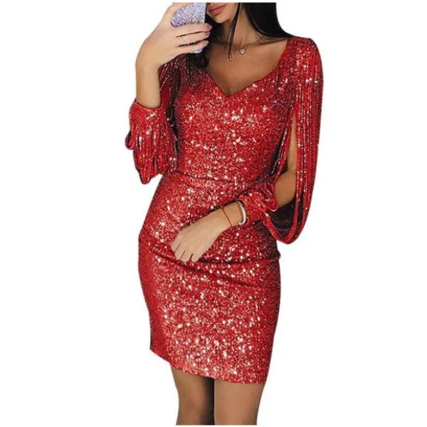 MB FASHION Sequin Party Dress with Split Sleeves and Sweetheart Neckline 1901 Tunics Bestseller popular MB FASHION Sequin Party Dress with Split Sleeves and Sweetheart Neckline 1901 Tunics Bestseller popular