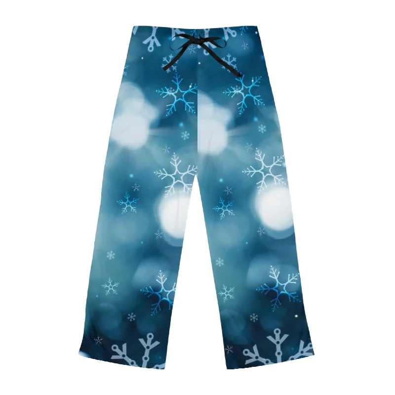 Women's Pajama Pants, Winter Pj's, Snowy Theme, Woman Pj's Elegant Silk Pants