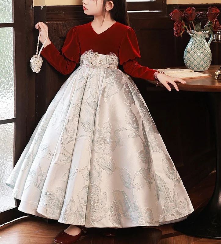 A-Line/Princess V-Neck Long Sleeves Embroidery Girl Party Dress with Appliques Tunics Recommended stylist A-Line/Princess V-Neck Long Sleeves Embroidery Girl Party Dress with Appliques Tunics Recommended stylist