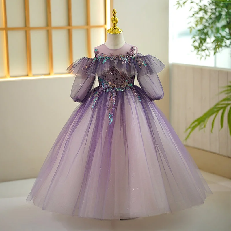 A-Line/Princess Off-the-Shoulder Flower Girl Party Dress with Rhinestone Appliques Tunics Formal black