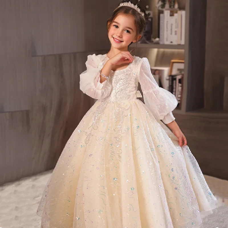 3/4 Sleeves Round Neck A-Line/Princess Lace Girl Party Dress with Rhinestone Appliques Tunics Lace romantic 3/4 Sleeves Round Neck A-Line/Princess Lace Girl Party Dress with Rhinestone Appliques Tunics Lace romantic