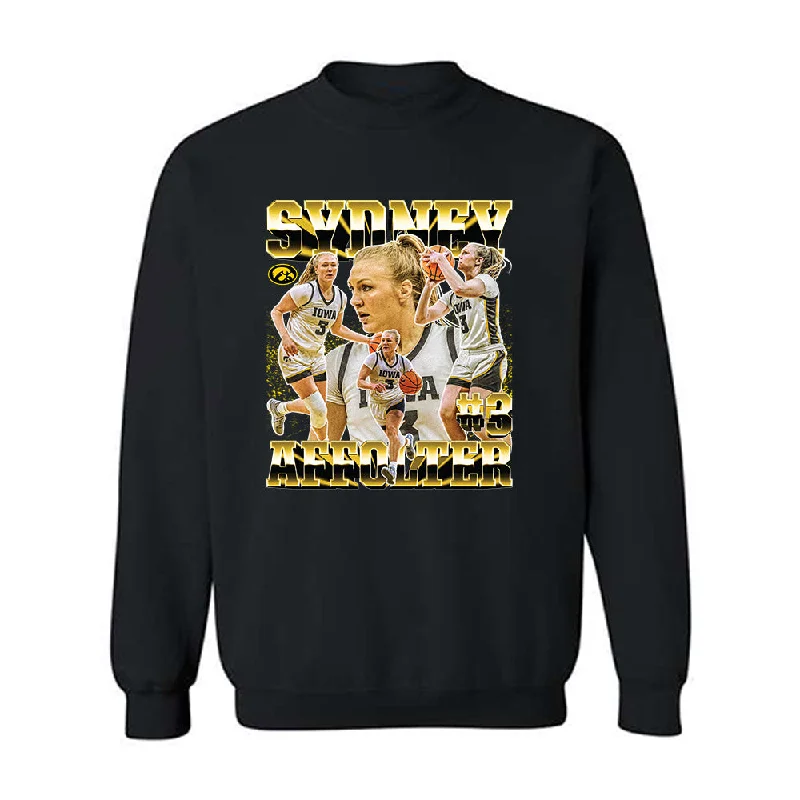 Iowa - NCAA Women's Basketball : Sydney Affolter - Player Collage Crewneck Sweatshirt Hoodie with Typography Text Message Iowa - NCAA Women's Basketball : Sydney Affolter - Player Collage Crewneck Sweatshirt Hoodie with Typography Text Message