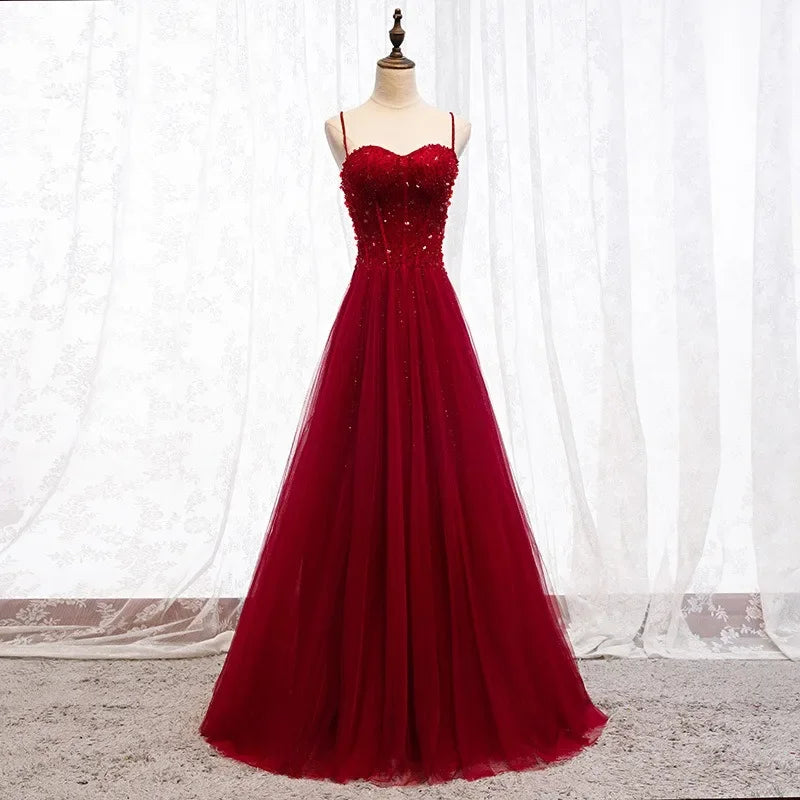 Temperament Exquisite Elegant Strapless Evening Dress Beading Sequin Prom Robe Slim Waist Mesh Tiered Wedding Party Dresses Tunics Review highly