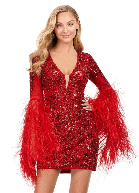 Ashley Lauren 4603 Fully Beaded Bell Sleeve With Feathers V-Neck Cocktail Homecoming Dress Tunics Floral girly Ashley Lauren 4603 Fully Beaded Bell Sleeve With Feathers V-Neck Cocktail Homecoming Dress Tunics Floral girly