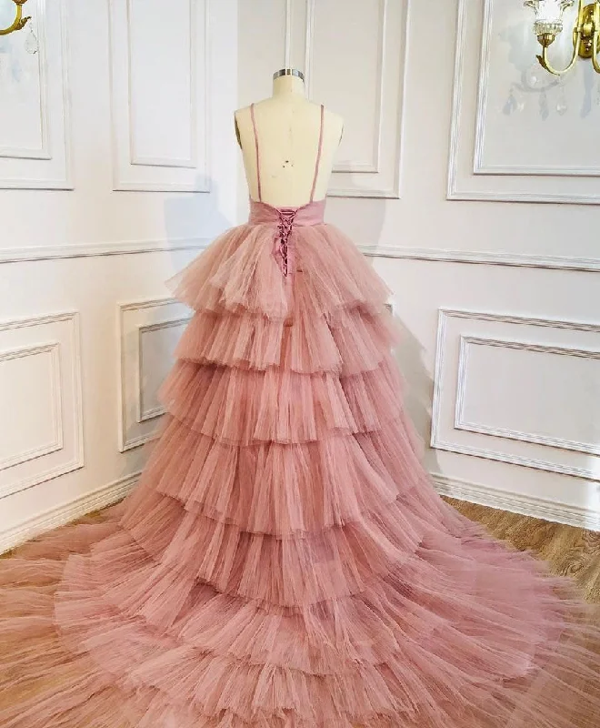 Blue V Neck Tiered Sleeveless Tulle Prom Dress, Gorgeous Long Party Dress Off-the-shoulder Bohemian Festive Blue V Neck Tiered Sleeveless Tulle Prom Dress, Gorgeous Long Party Dress Off-the-shoulder Bohemian Festive