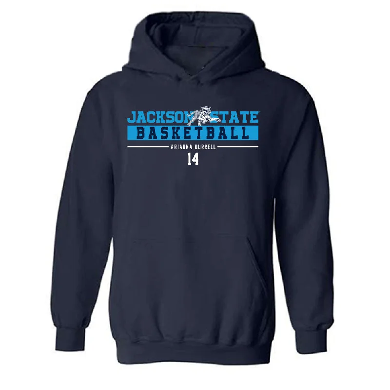 Jackson State - NCAA Women's Basketball : Arianna Durrell - Classic Fashion Shersey Hooded Sweatshirt Hoodie with Hem Raw Edge Edgy Unfinished Jackson State - NCAA Women's Basketball : Arianna Durrell - Classic Fashion Shersey Hooded Sweatshirt Hoodie with Hem Raw Edge Edgy Unfinished