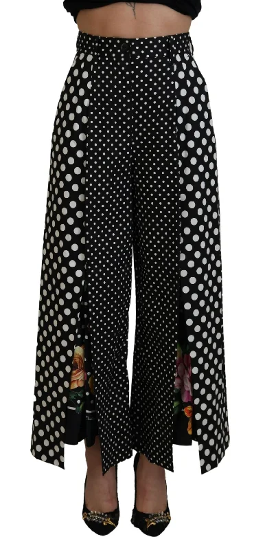 Dolce & Gabbana Elegant High-Waist Polka Dot Pants Soft Sweatpants Style