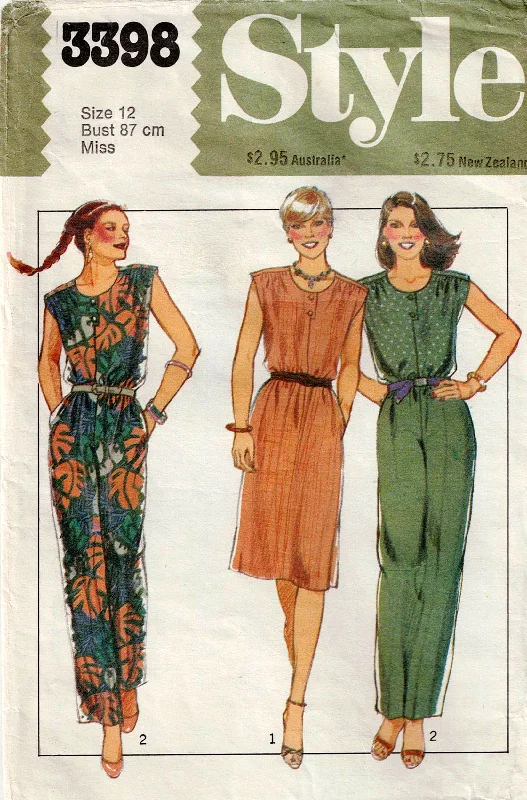 Style 3398 Womens Cap Sleeved Dress or Top & Pants 1980s Vintage Sewing Pattern Size 12 Bust 34 inches Comfortable Wide-Leg Pants Style 3398 Womens Cap Sleeved Dress or Top & Pants 1980s Vintage Sewing Pattern Size 12 Bust 34 inches Comfortable Wide-Leg Pants