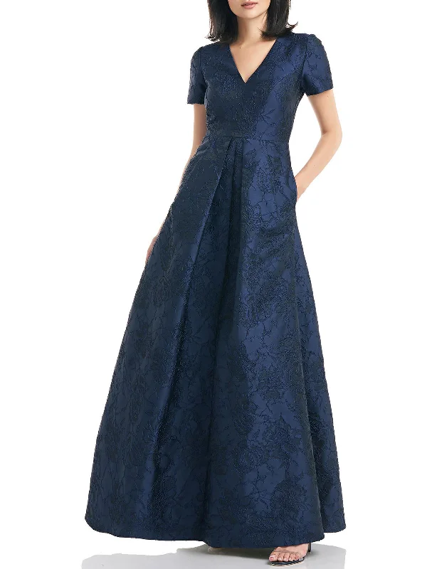 Womens Brocade Maxi Evening Dress Tunics Luxurious high-end