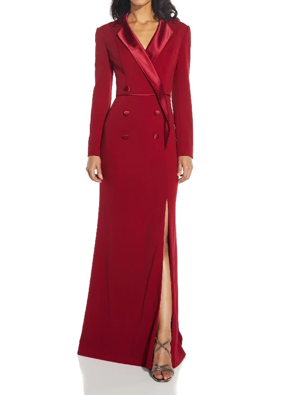 Plus Womens Silk Lapel Maxi Evening Dress Turtleneck Warm Winter